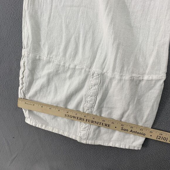 Oh My Gauze Pants Womens 3 White Wide Leg Ankle Ruffle Hem Boho Elastic Waist - Picture 5 of 16